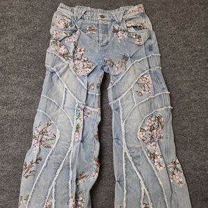 Bad Son Cherry Blossom Embroidered Limited Jeans Unisex Mens Womens Denim Sz 34